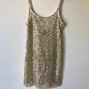 Free people intimately gold sequin tank/slip